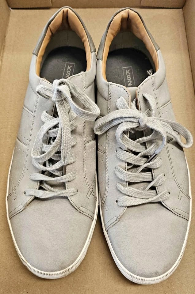 KS2 Men's Grey Low-Top Casual Lace-Up Sneakers - Size US 8