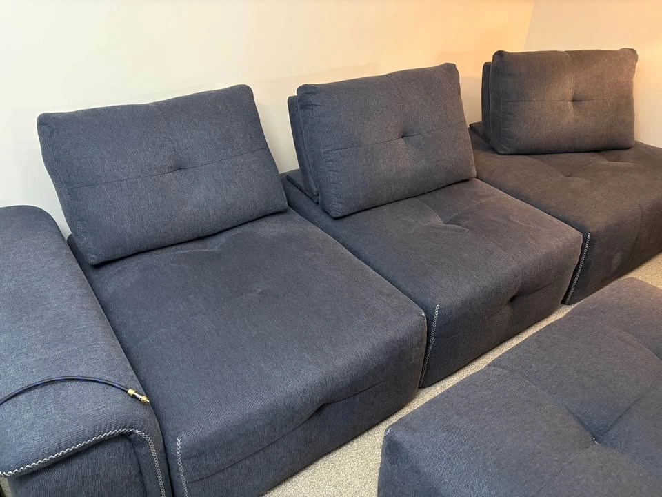 Blue Modular Sectional Sofa with Ottoman - Large 105 inch - photo 2