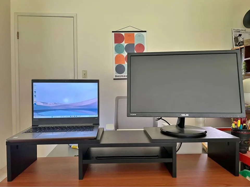 Dual monitor riser - Wood