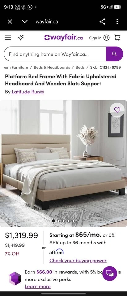 Brand New Queen Size Upholstered Platform Bed Frame (Beige/Cream - photo 5