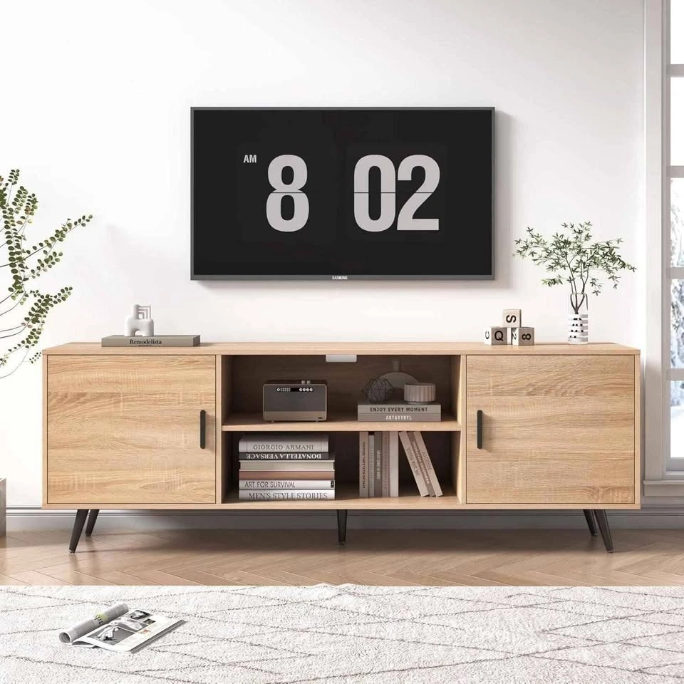 Brand New Mid-Century Modern TV Stand (Light Wood / Oak Finish) - photo 2