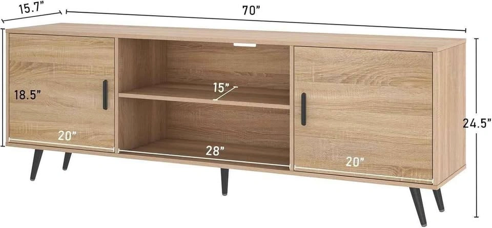 Brand New Mid-Century Modern TV Stand (Light Wood / Oak Finish) - photo 3
