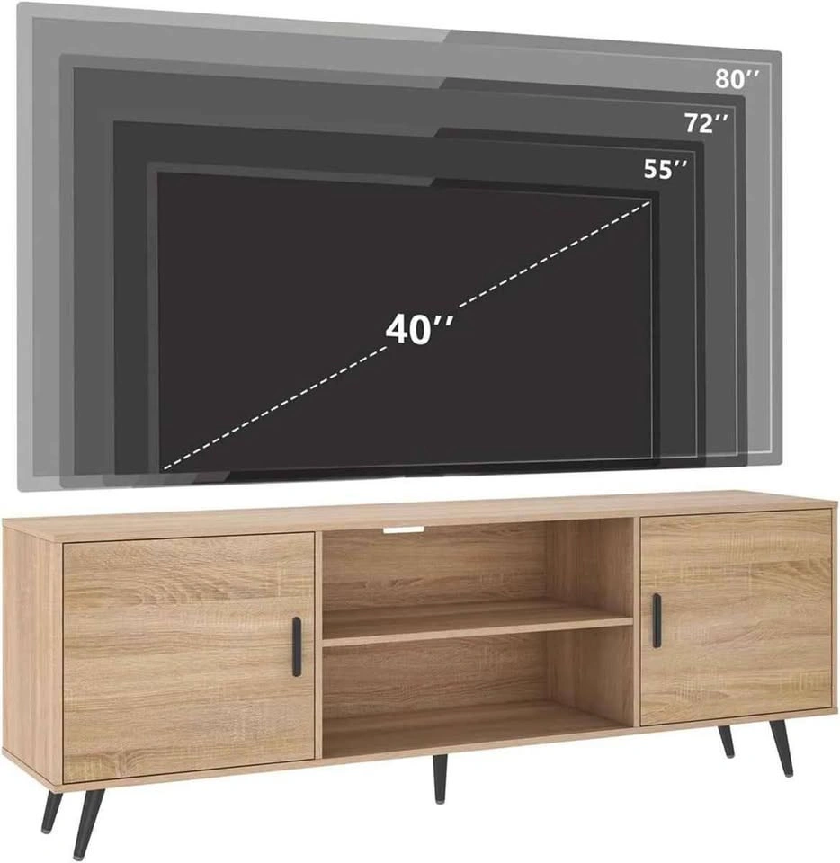 Brand New Mid-Century Modern TV Stand (Light Wood / Oak Finish) - photo 4