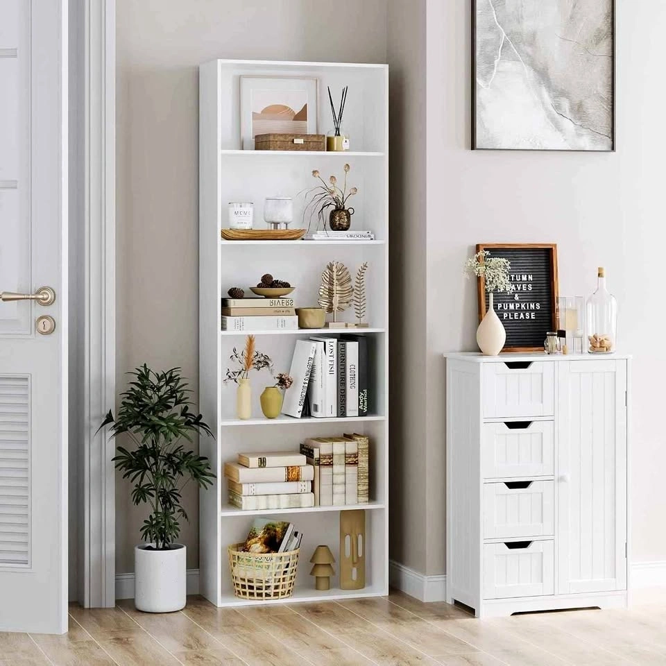 Brand New 6-Tier Tall Bookcase / Bookshelf – White Finish