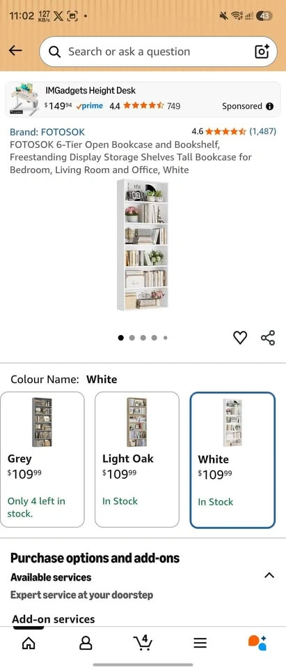 Brand New 6-Tier Tall Bookcase / Bookshelf – White Finish - photo 2