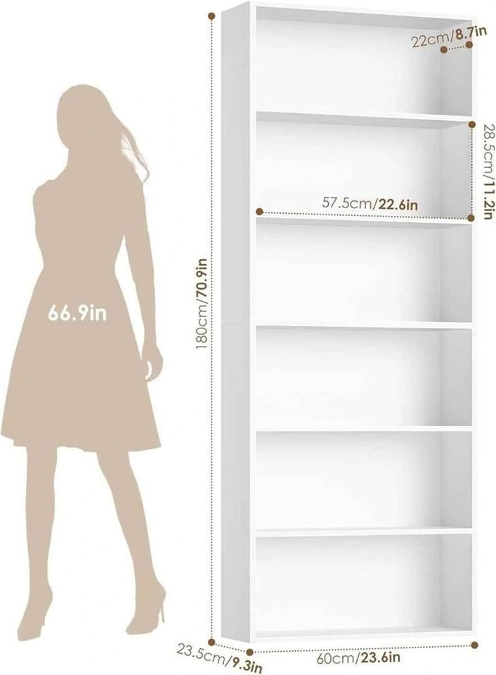 Brand New 6-Tier Tall Bookcase / Bookshelf – White Finish - photo 4