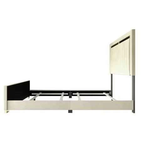 Twin Upholstered Panel Bed Frame with Channel-Tufted Headboard - photo 3