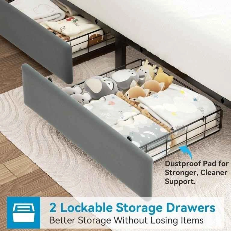 Brand New Full Size Upholstered LED Bed Frame with Storage Drawe - photo 4
