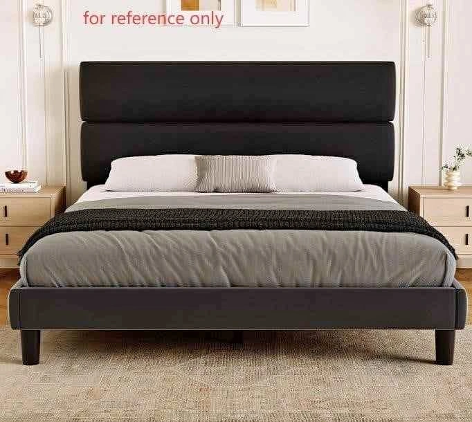 Brand New Queen Size Upholstered Platform Bed Frame – Black
