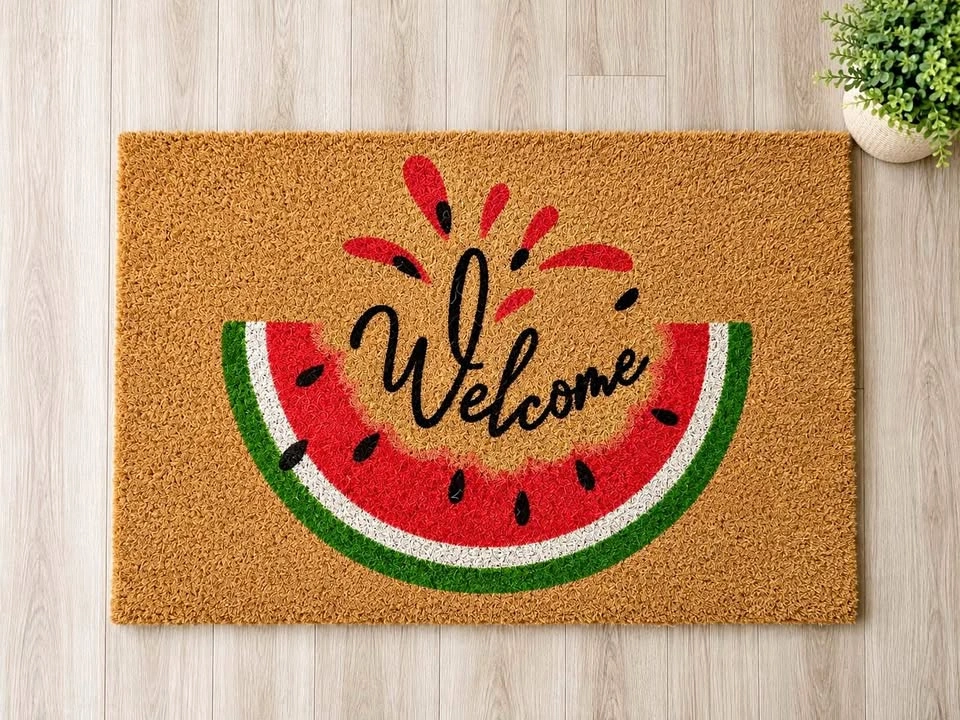 New Watermelon “Welcome” Coir Doormat – Summer Front Door Mat