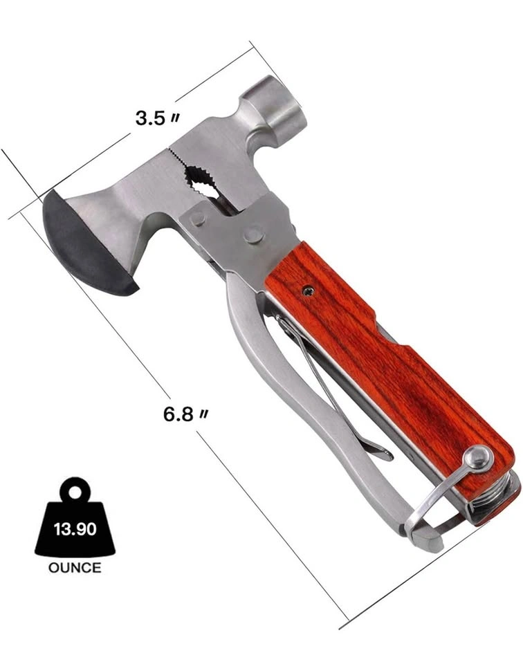 7” 18-in-1 Multitool Camping Axe Hammer, Multi Tool with Plier, - photo 2