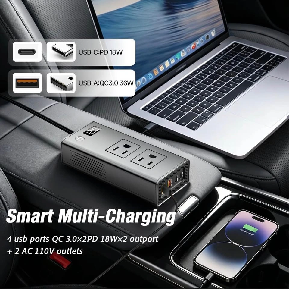 200W Car Power Inverter, 12V to 110V Converter - photo 3