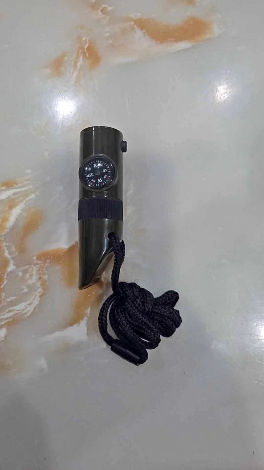 3-in-1 Green Survival Whistle with LED, Thermometer, Magnifier