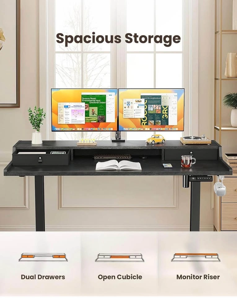 Electric Standing Desk with Drawers - photo 3