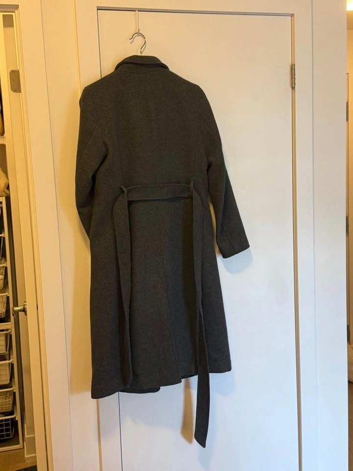 H&M Grey Charcoal Belted Long Coat - photo 2