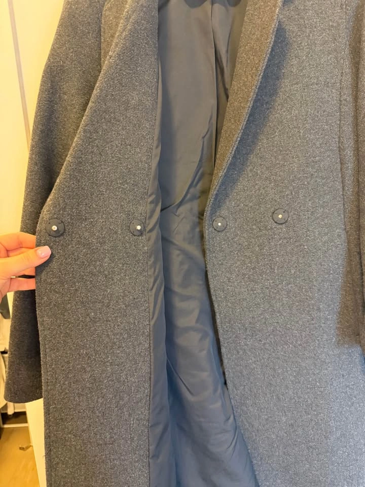 H&M Grey Charcoal Belted Long Coat - photo 4