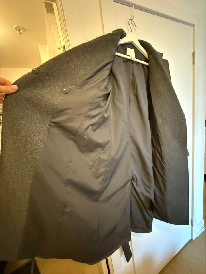 H&M Grey Charcoal Belted Long Coat - photo 5