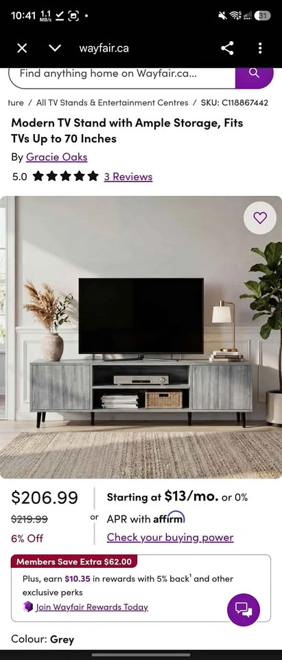 Brand New Mid-Century Modern TV Stand / Media Console
