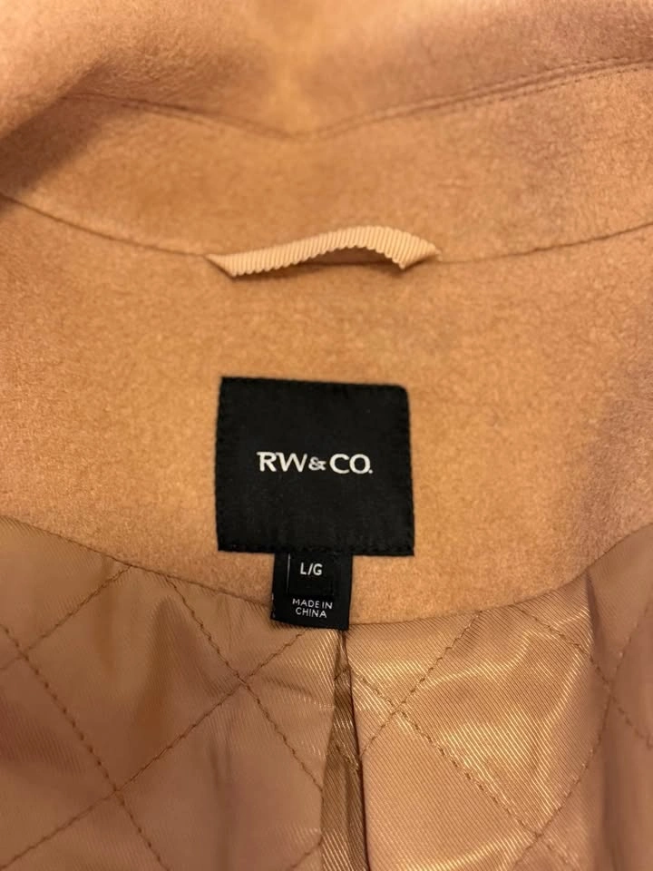 RW&CO Long Quilted Wool Coat with Belt Tan Beige Camel - photo 3