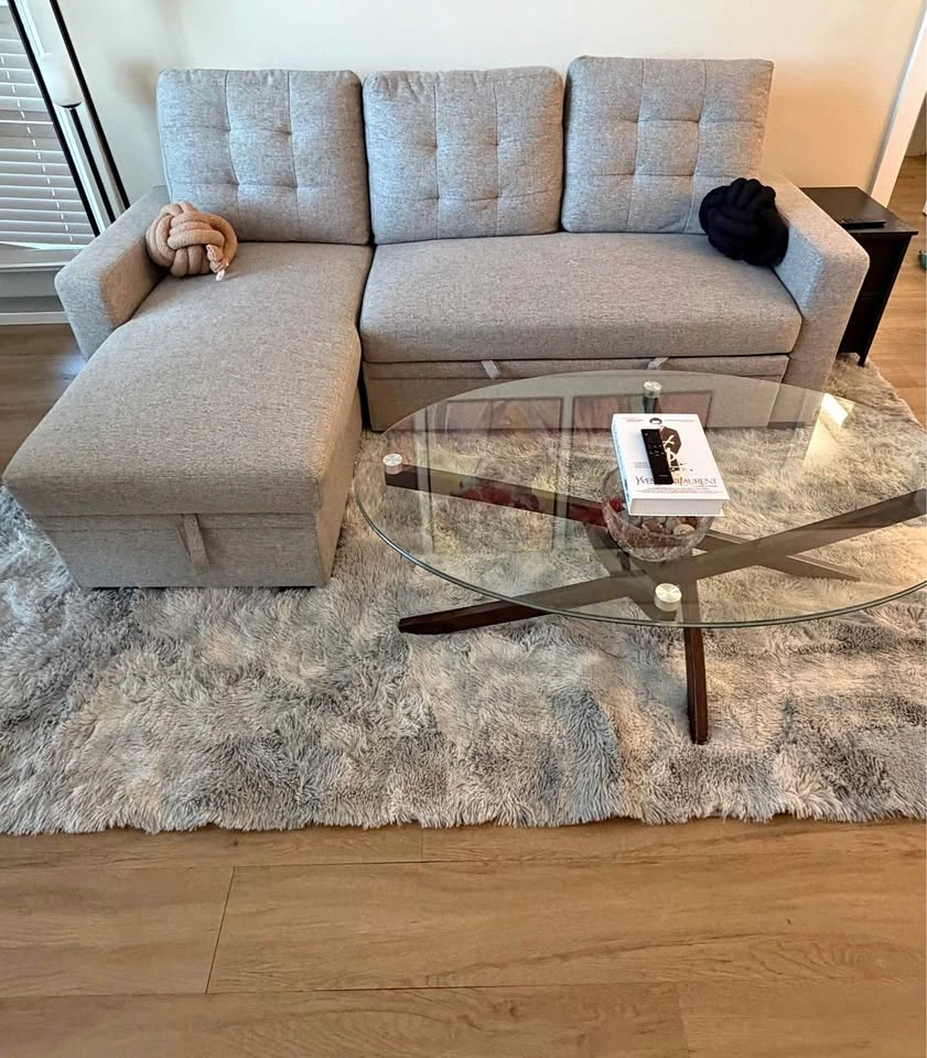 Grey Sectional Sofa Bed with Storage
