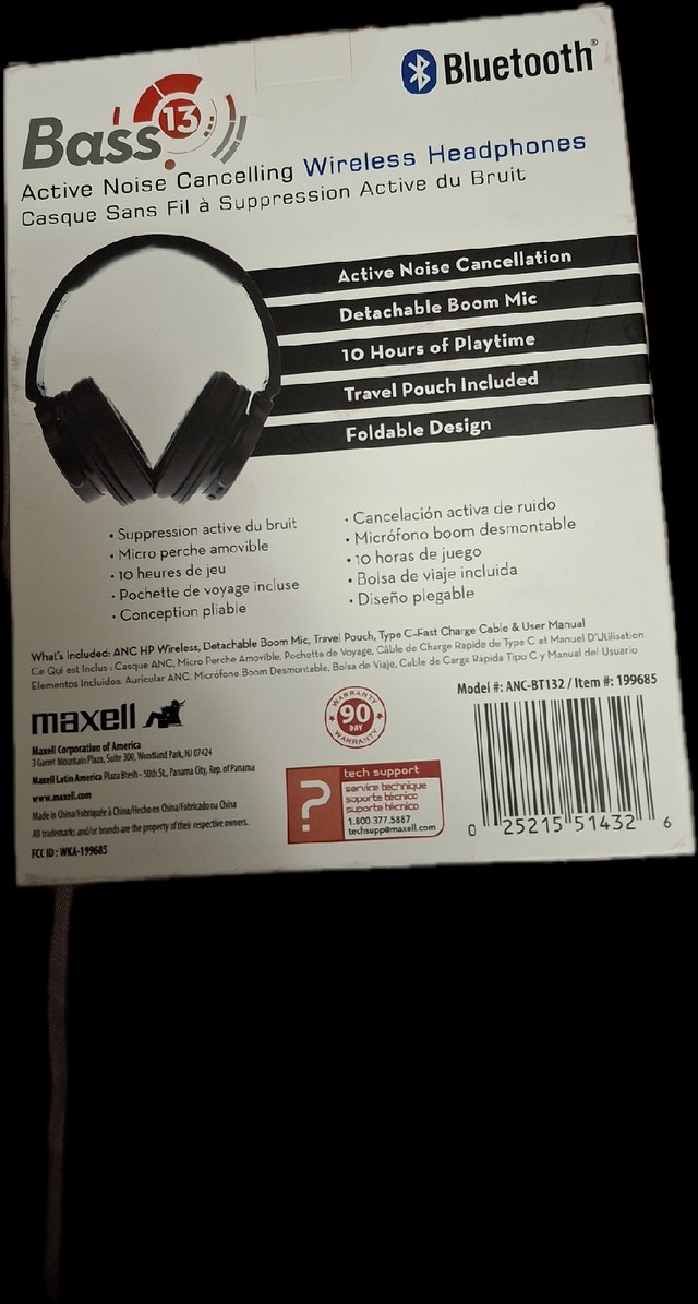 Brand new in box intact Maxell Bass 13 Active Noise Cancel - photo 5