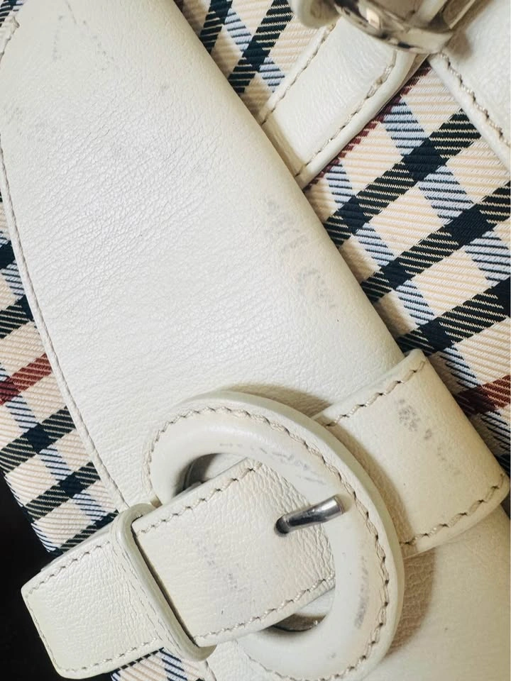 DAKS London Classic Plaid Tote Handbag with Cream Leather Trim - photo 2