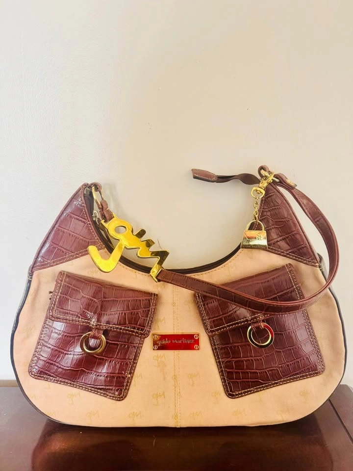 NWOT Guido Martinez Brown Croc-Accent Shoulder Bag - photo 2