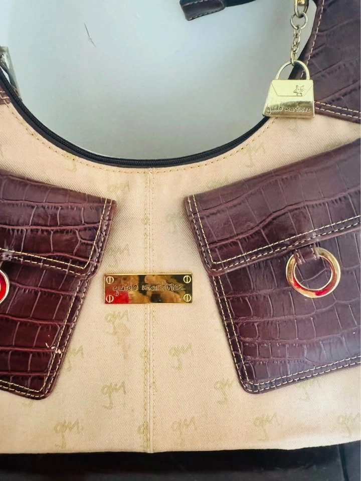 NWOT Guido Martinez Brown Croc-Accent Shoulder Bag - photo 5