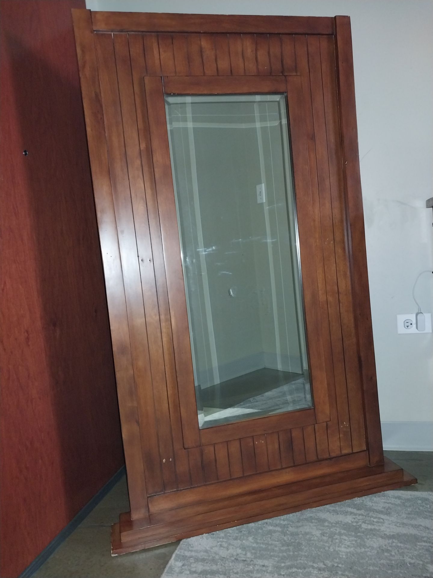 Vintage Philip Reinisch Freestanding Wooden Mirror