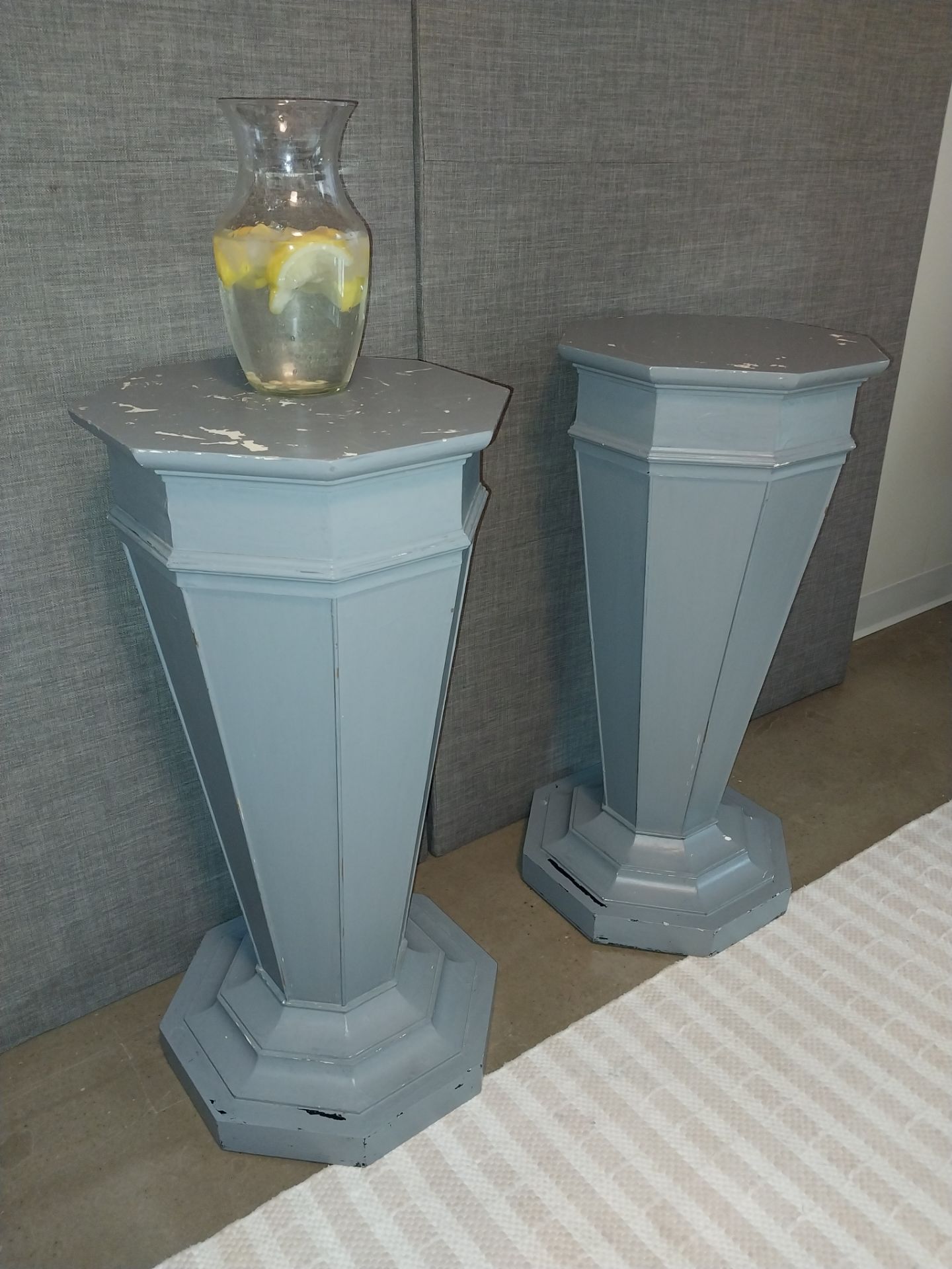 Matching Pair of Gray Decorative Pedestal Stands – 30" Tall - photo 2