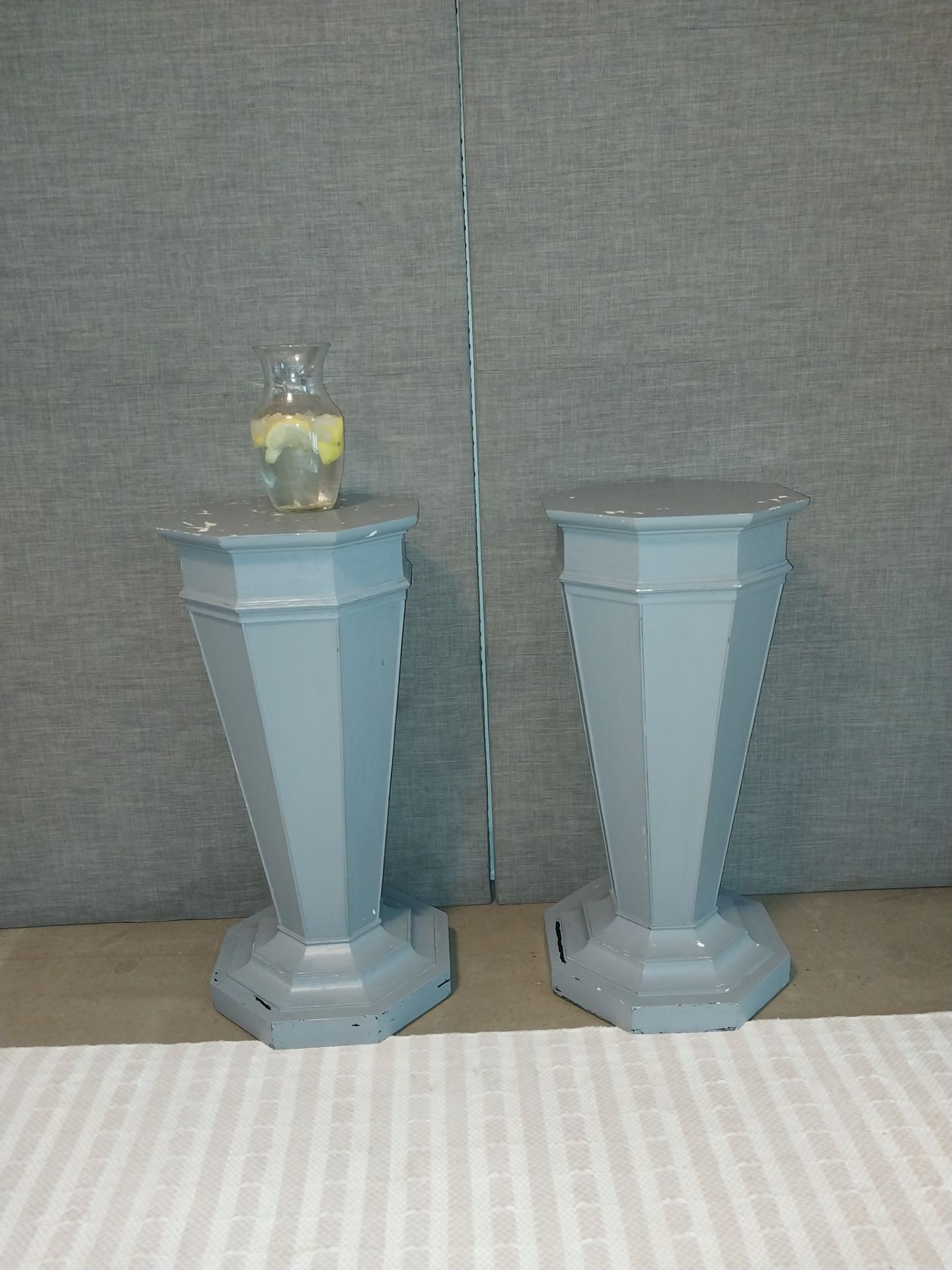 Matching Pair of Gray Decorative Pedestal Stands – 30" Tall - photo 3