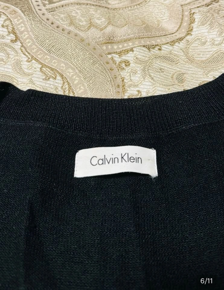 Calvin Klein Black Fringe Hem Long Sleeve Women’s Dress Size M - photo 5