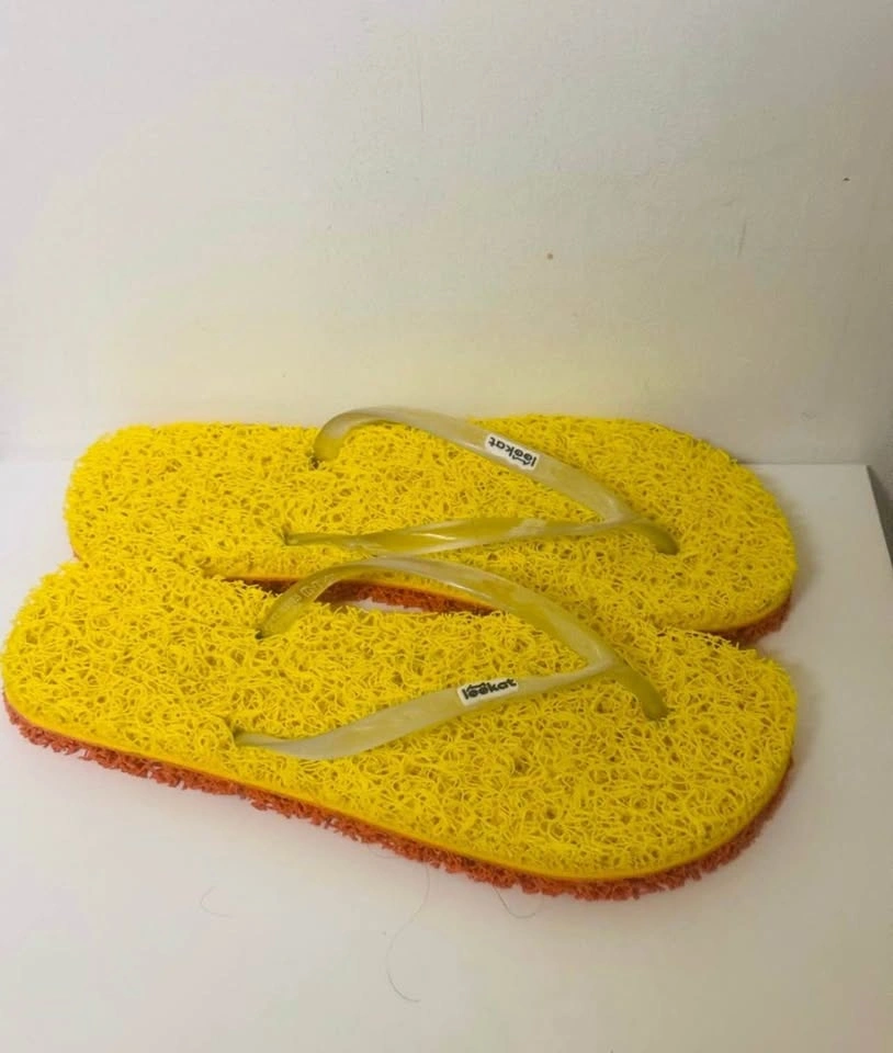 NWOT Exfoliating Yellow Textured Flip Flop Sandals