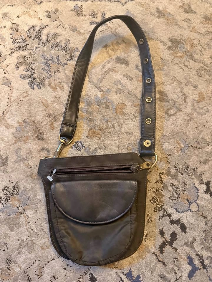 Vintage Holt Renfrew Leather Belt Bag Crossbody Y2K