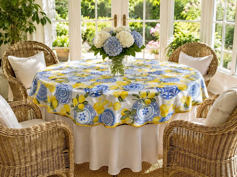 Table Cloth Amalfi Vibes Round 70” Made In Italy