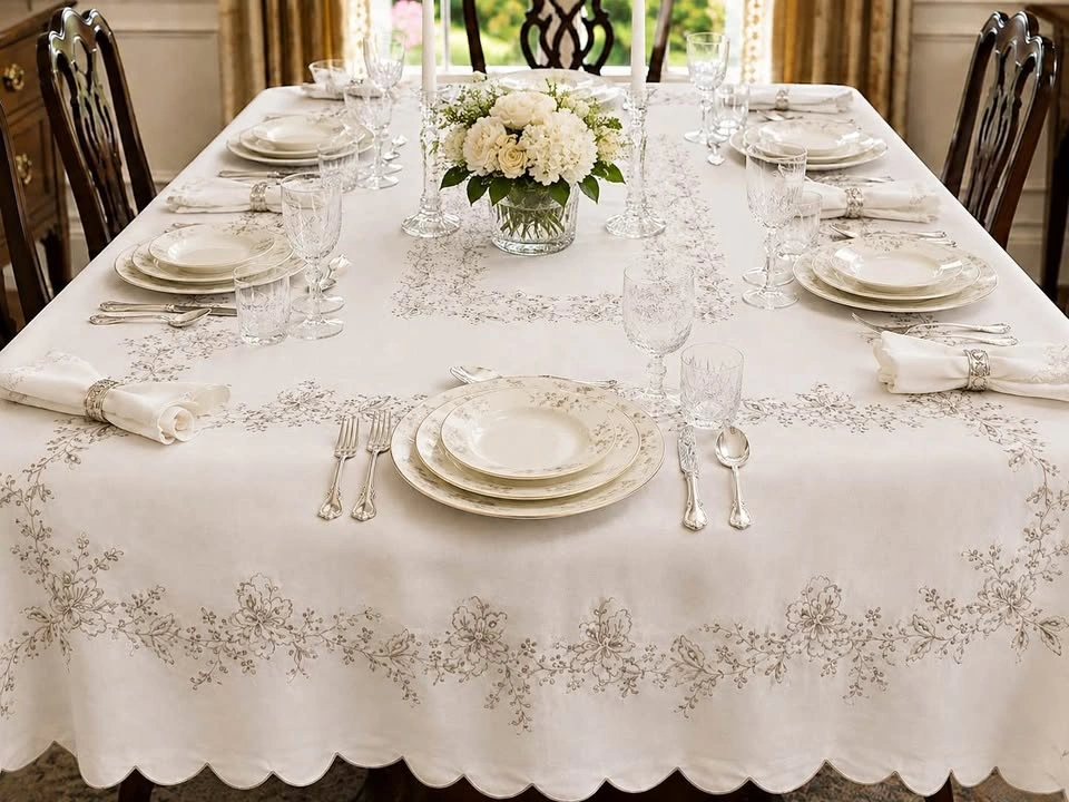 Table Cloth Vintage Linen Rectangular 102” x 64”