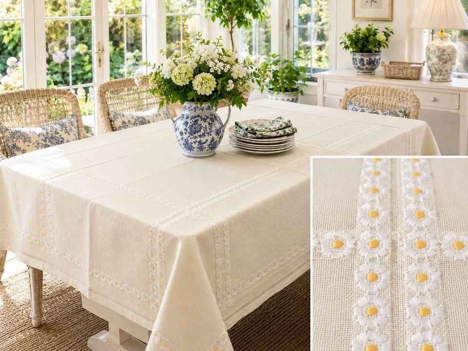Table Cloth Vintage European Linen NEVER USED