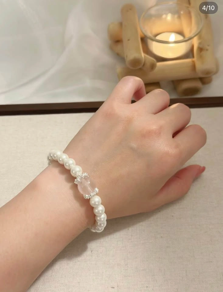 Shell Beads with Rose Quartz Crystal Bracelet - photo 2