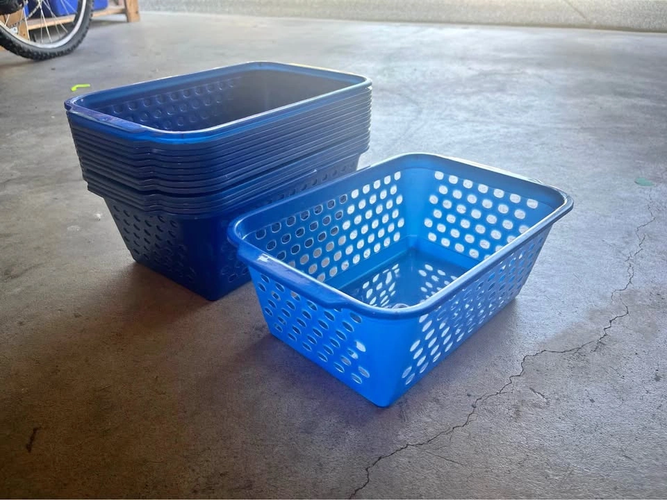 Set of 14 Blue Plastic Storage Baskets