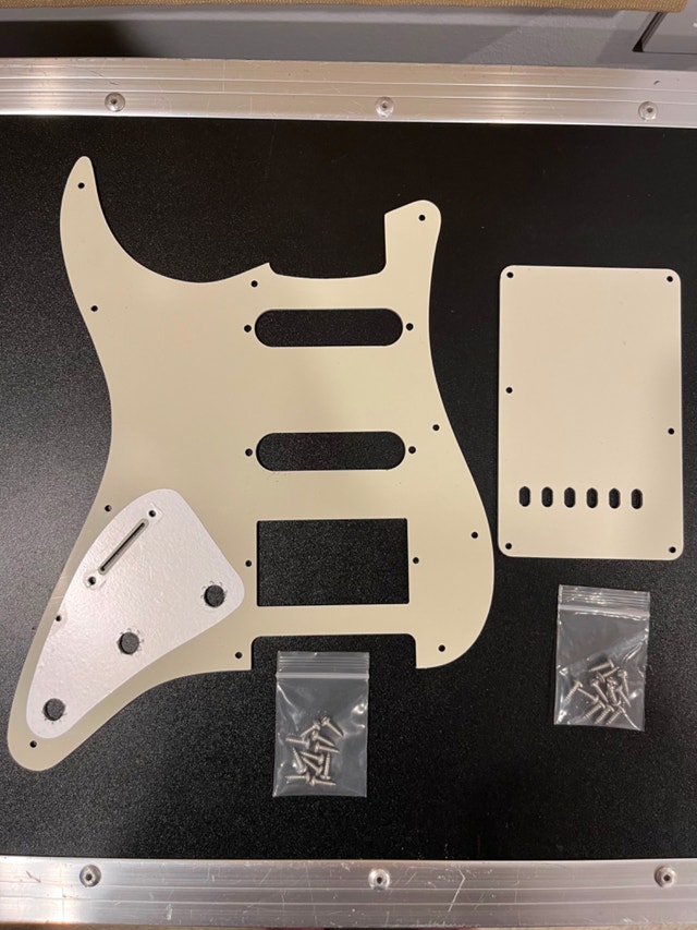 White Strat Pickguard and Backplate 11 hole, 3 ply, SSH - photo 2