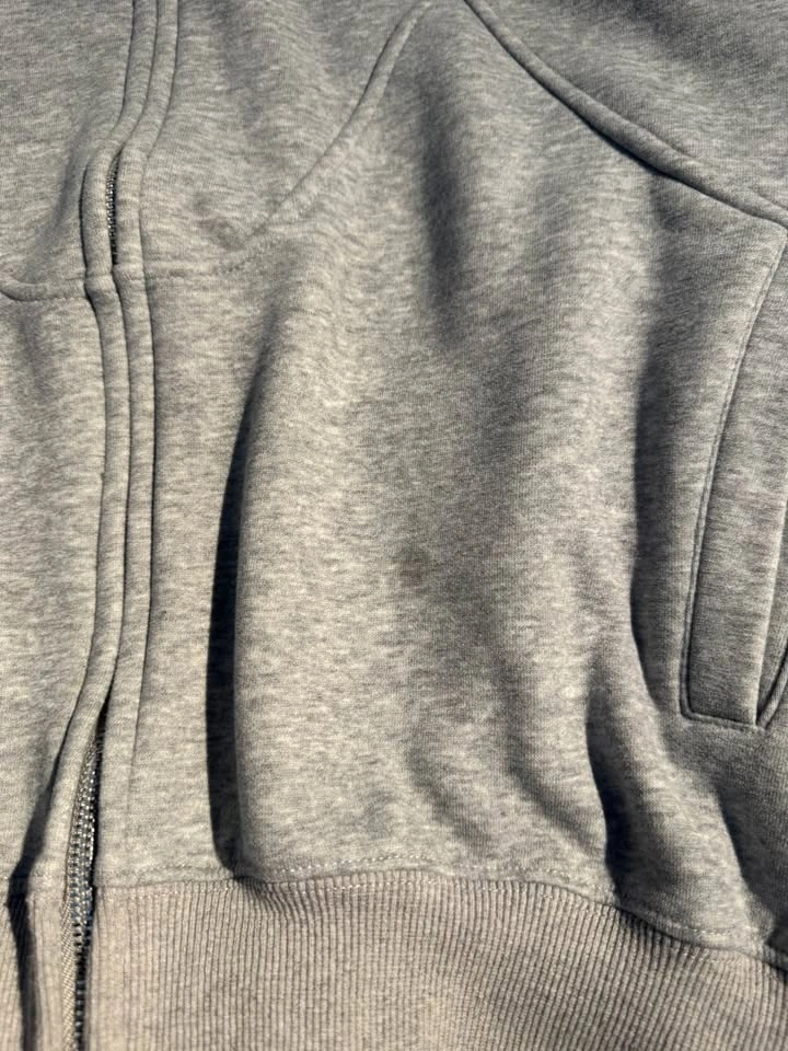High zip cropped grey hoodie (small) - photo 2