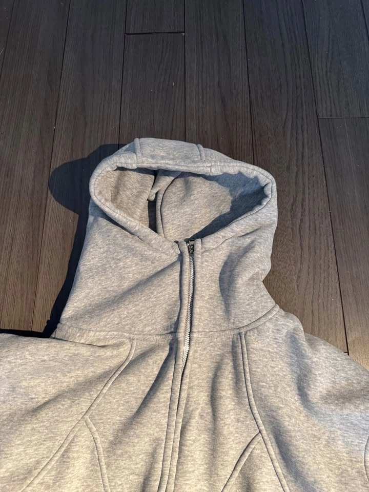 High zip cropped grey hoodie (small) - photo 4