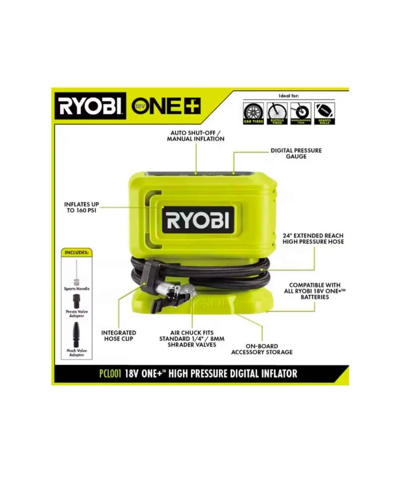 RYOBI PCL001 18V ONE+ High Pressure Digital Inflator - photo 3