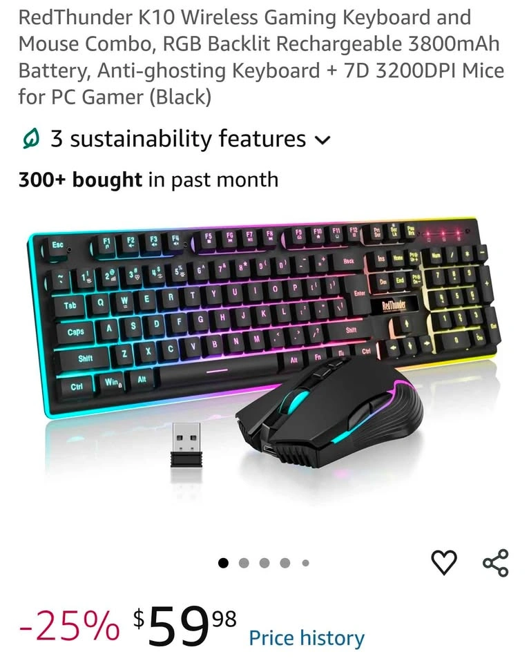 RedThunder K10 Wireless Gaming Keyboard and Mouse Combo - photo 2