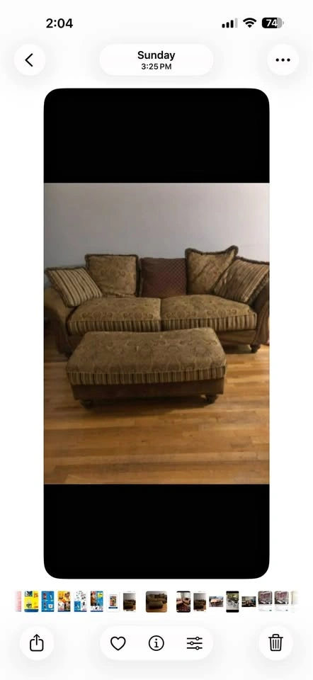 Paisley Couch and Ottoman Set