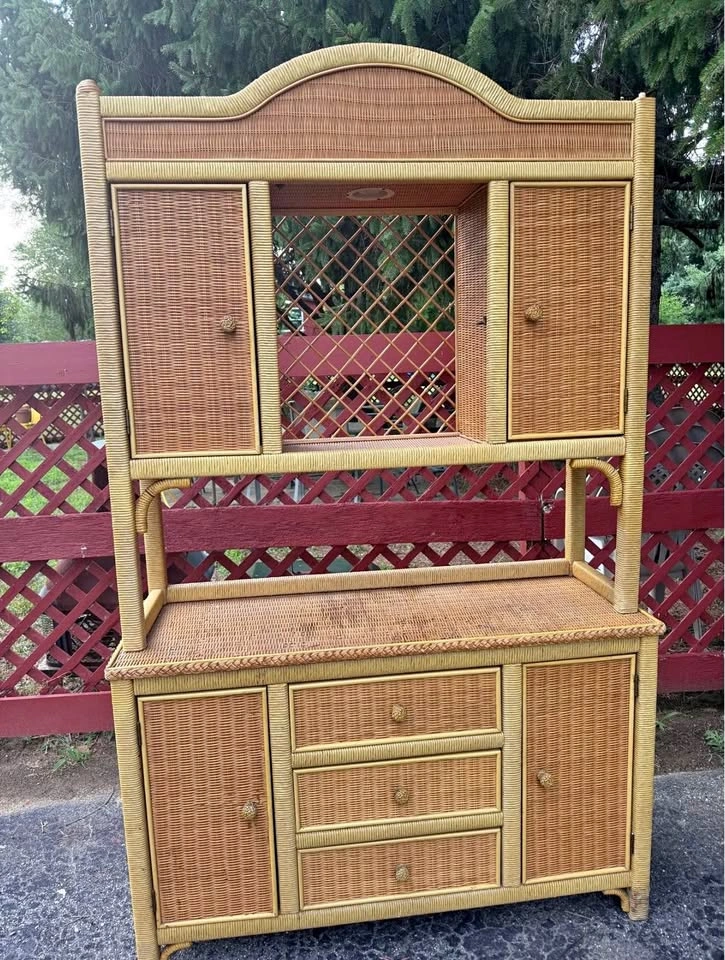 Vintage Wicker Hutch