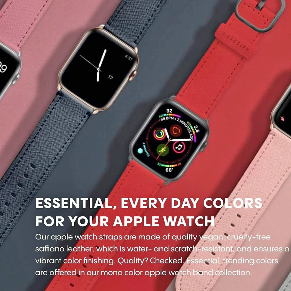 Black Saffiano Leather Apple Watch Band – 38mm/40mm/42mm