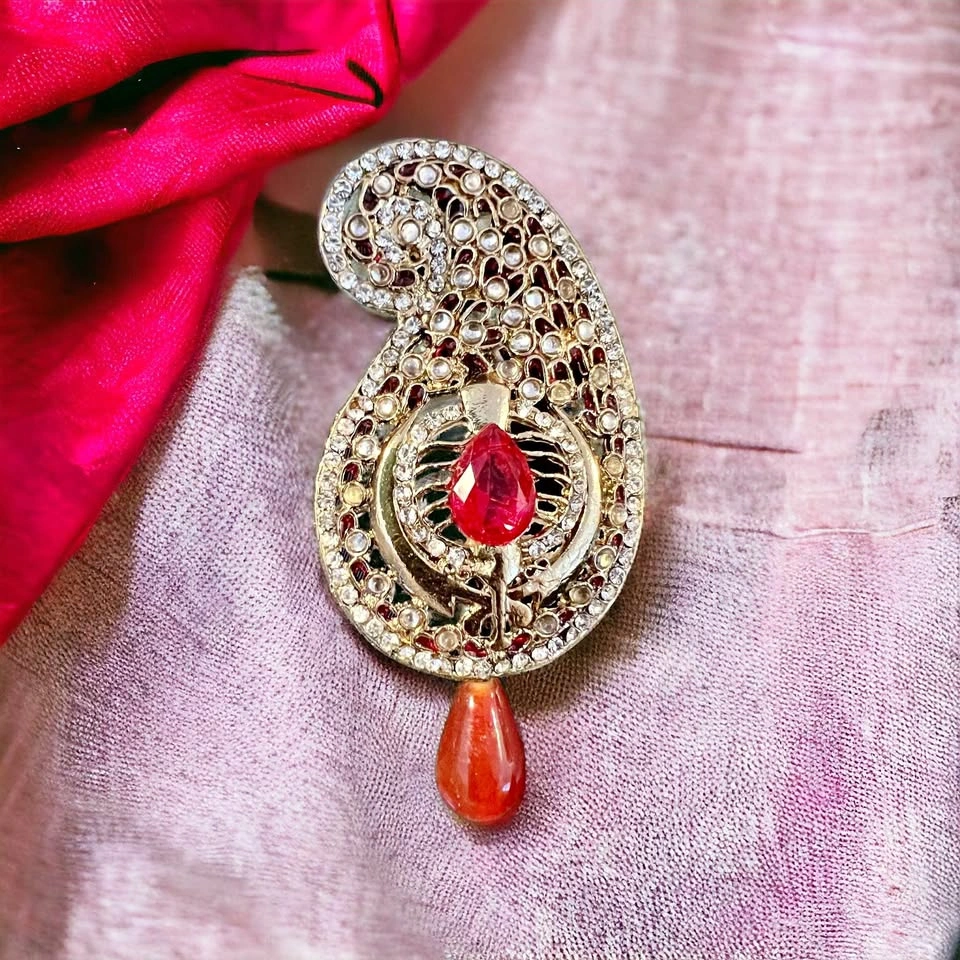 Kalgi Brooch with Khanda design for Turban Pagg Sikh wedding