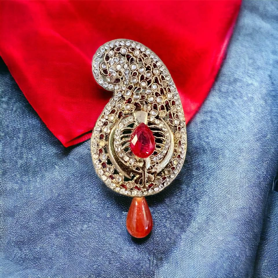 Kalgi Brooch with Khanda design for Turban Pagg Sikh wedding - photo 3