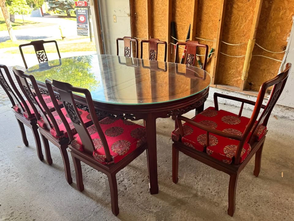 Chinese Rosewood Dining Table and 8 Chairs Set - photo 3